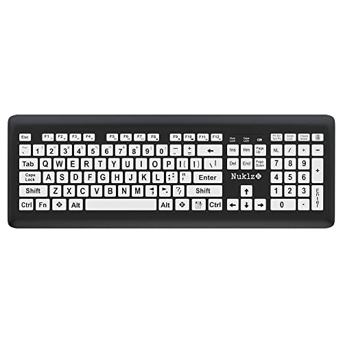 Magnus 325 | Wireless Large Print Full Size Computer Keyboard | High Contrast Black & White Keys | Soft Buttons | Ideal For Visually Impaired, Beginners And Seniors | Plug & Play