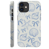 Case Compatible with iPhone 12,Fit Shockproof Cover for Women Girls,Blue Seashell Bow