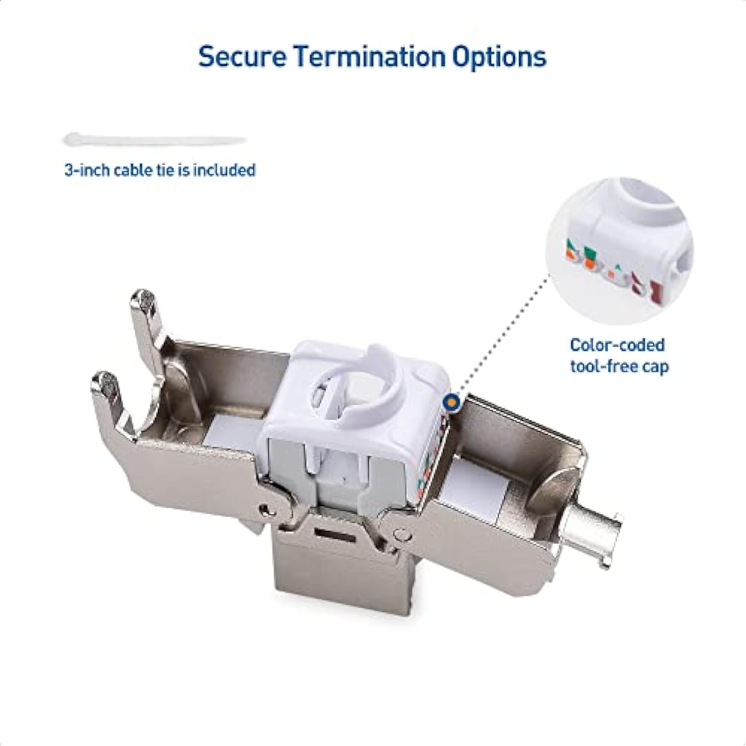 Cable Matters UL Listed 12-Pack RJ45 Shielded Keystone Jack with Integrated Sh