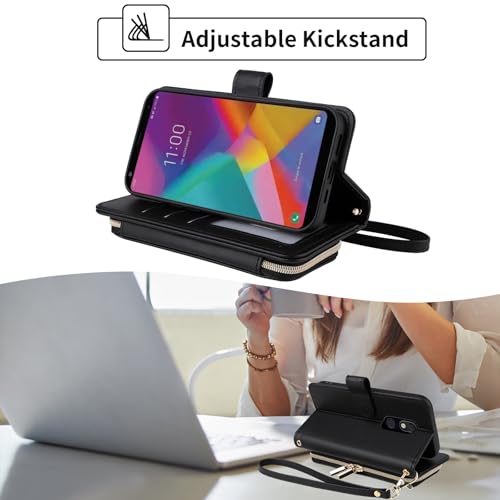 Argyle Wallet Case for LG Stylo 5/5+/5V/5X/Stylo5 Plus with Wrist Strap Shoulder Strap 9+ Card Slot Purse Cell Phone Cover for LGStylo5 Stylus 5plus