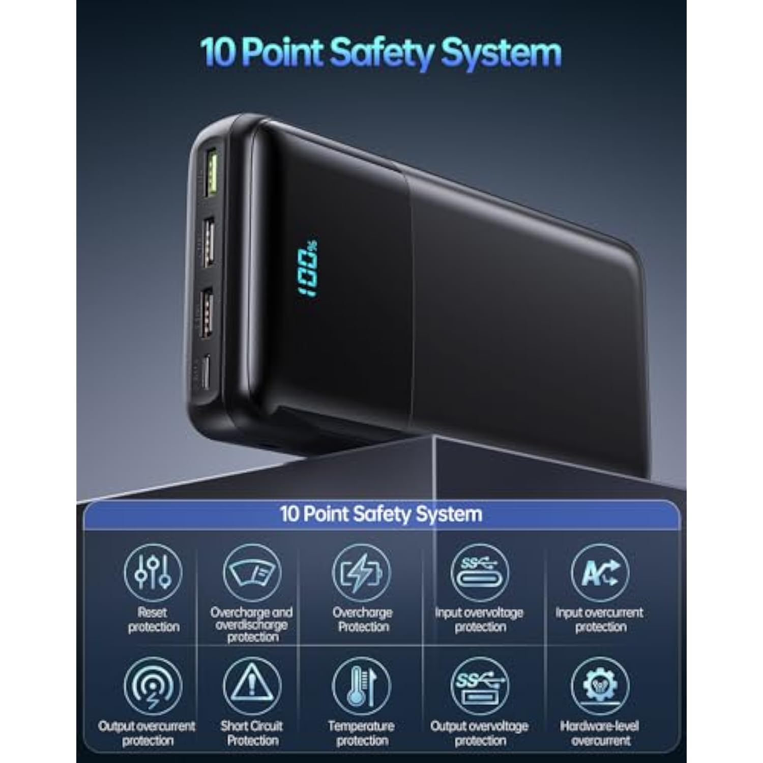 Portable Charger Power Bank 50000Mah, Usb-C Pd 30W And Qc 4.0 Fast Charging External Battery Pack With 4 Outputs & 2 Inputs, Digital Display Phone Charger For Iphone 15/14/13/12/11, Samsung, Android