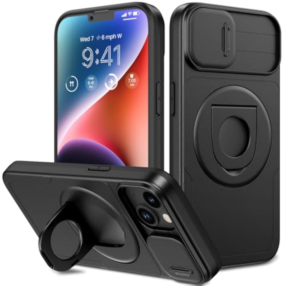 iPhone 13 Case with Camera Cover Compatible with MagSafe Black