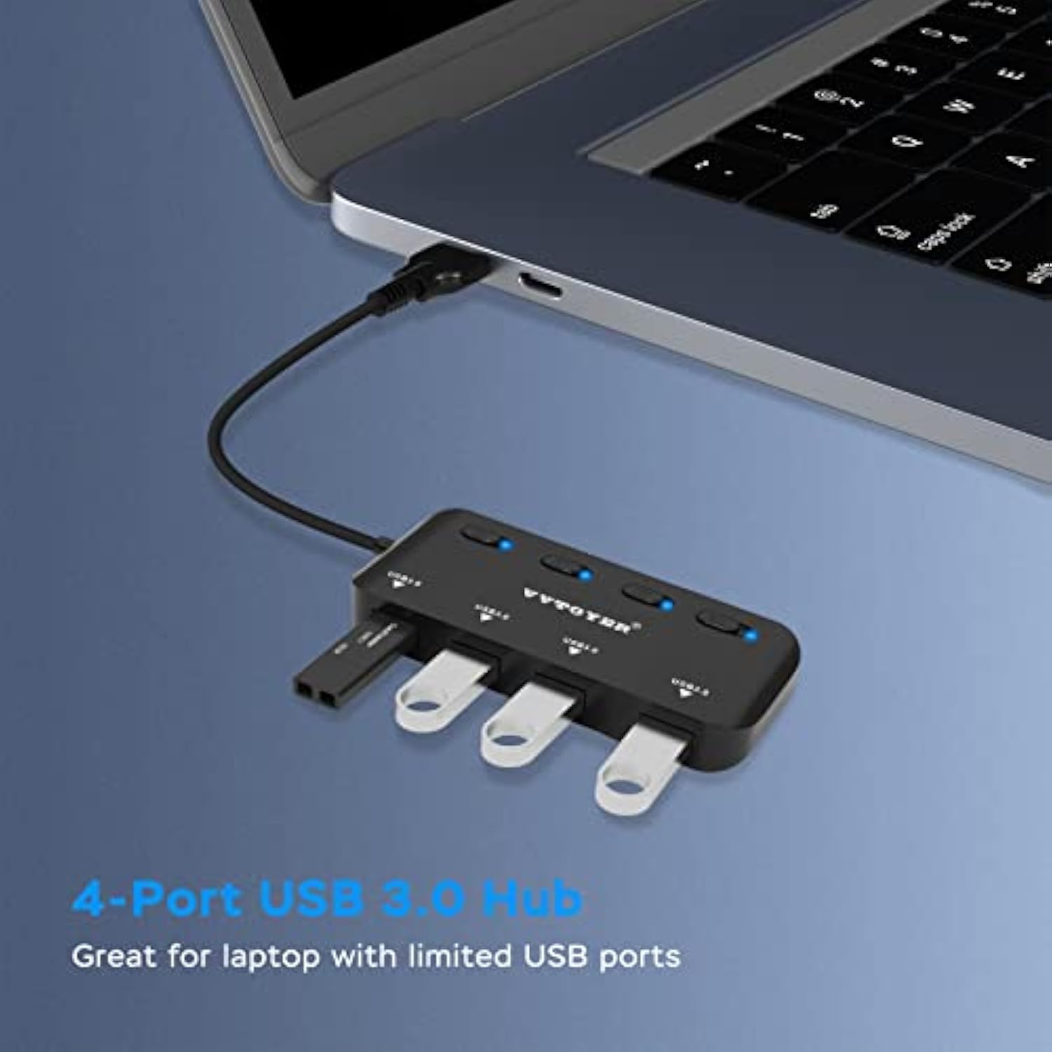 Usb 3.0 Hub Splitter, 4-Port Usb Extender Hub For Laptop, Multi Usb Port Expan
