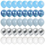60 Pcs Baby Blue And Silver Balloons, 12 Inch Light Blue Dusty Pale Blue White Latex Balloons With Chrome Metallic Silver Party Balloons For Boys Baby Shower Baptism Winter Birthday Party Decorations
