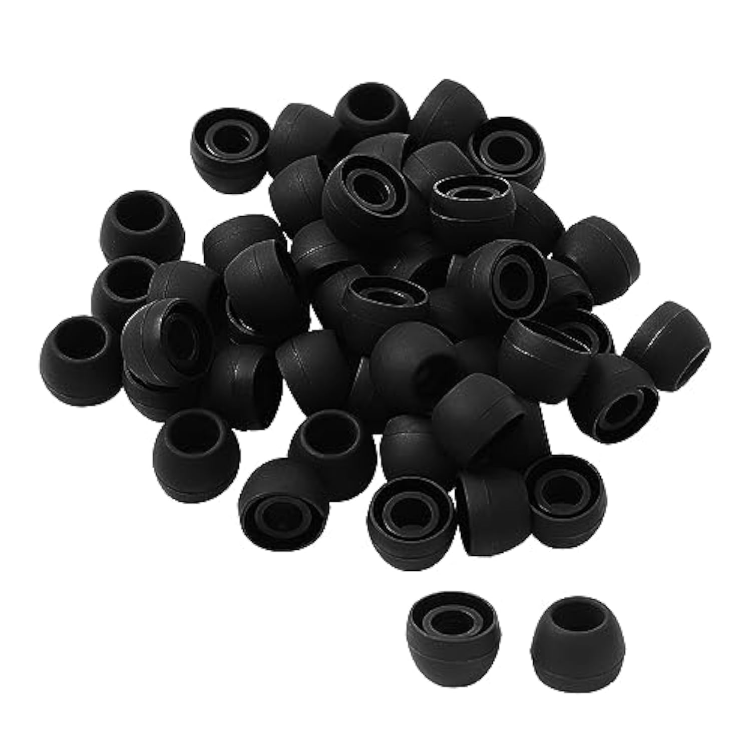 uxcell 50 Pcs Soft Silicone Earbud Tips, Portable 9 x 7mm Ear Tips for Replacement, 4mm Inner Hole Earbuds Covers for Fit Most in-Ear Earbuds Earphone Headsets Accessories, Black