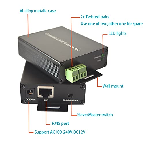 Ethernet Extender Kit (Pair) Over Twisted Pair/Telephone Wire/Phone Line Up To 2Km(6500Ft) For Hd Network Ip Camera, Webcam