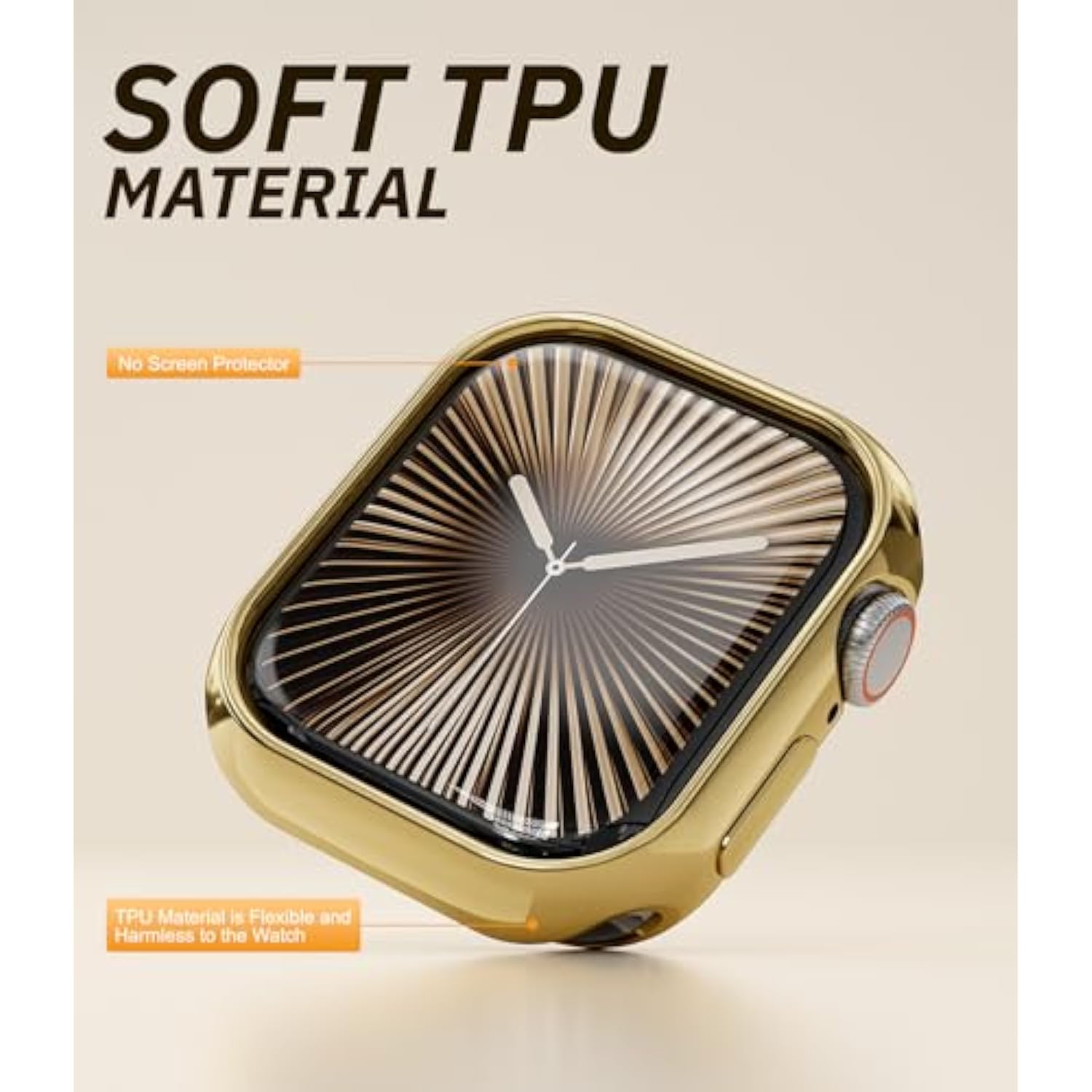 Tpu Protective Case For Apple Watch Series 10 42Mm Case, Lightweight, Soft Skin-Friendly, For Daily & Sports Use [No Screen Protector] Gold
