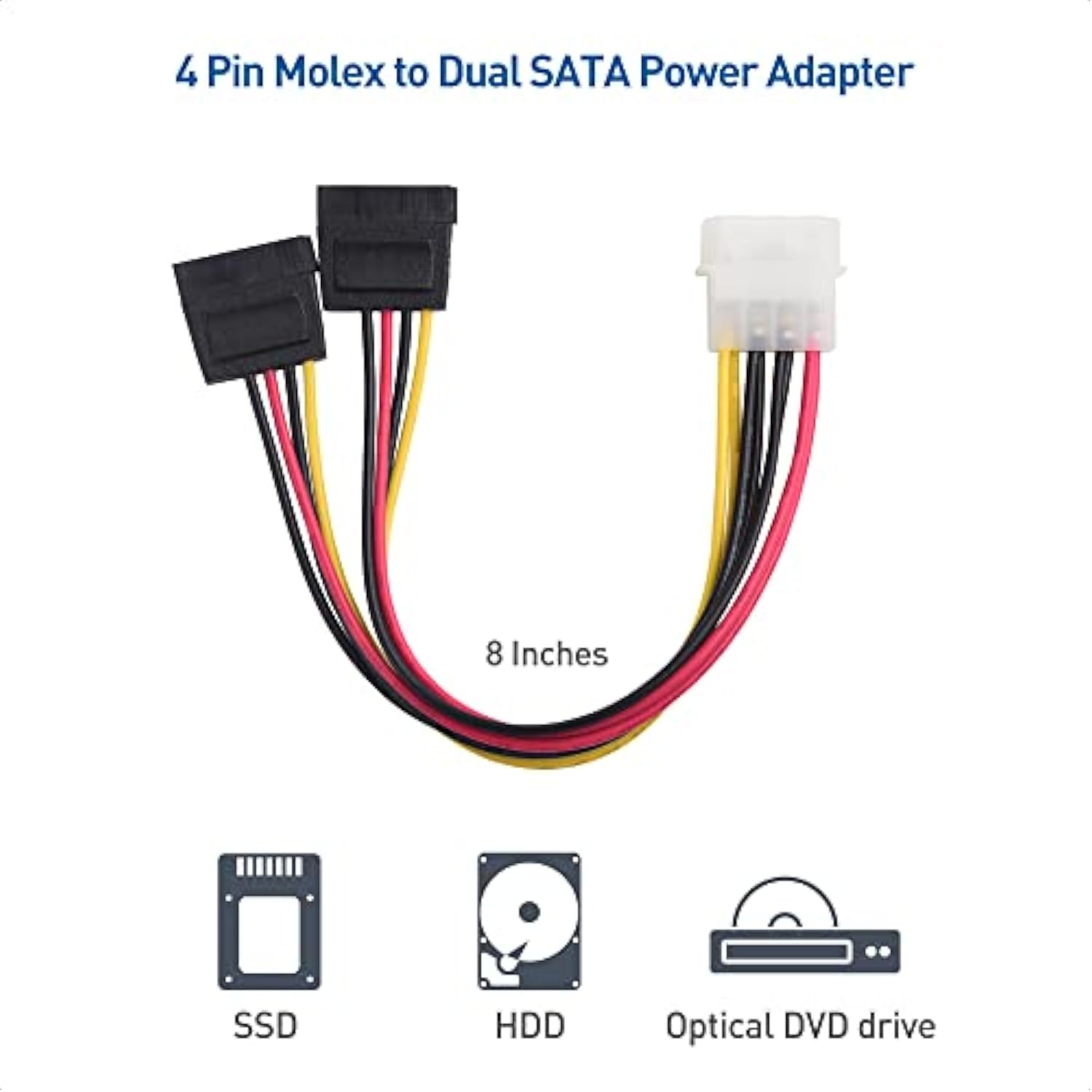 Cable Matters SATA III Data Cable and SATA Power Cable Kit with Straight and 9