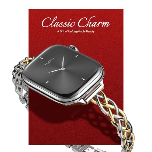 Slim Bracelet Compatible with  Watch Bands 38/40/41/42/44/45/46/49mm for Women, Celtic Thin Dressy Stainless Steel Metal Designer Fancy Strap