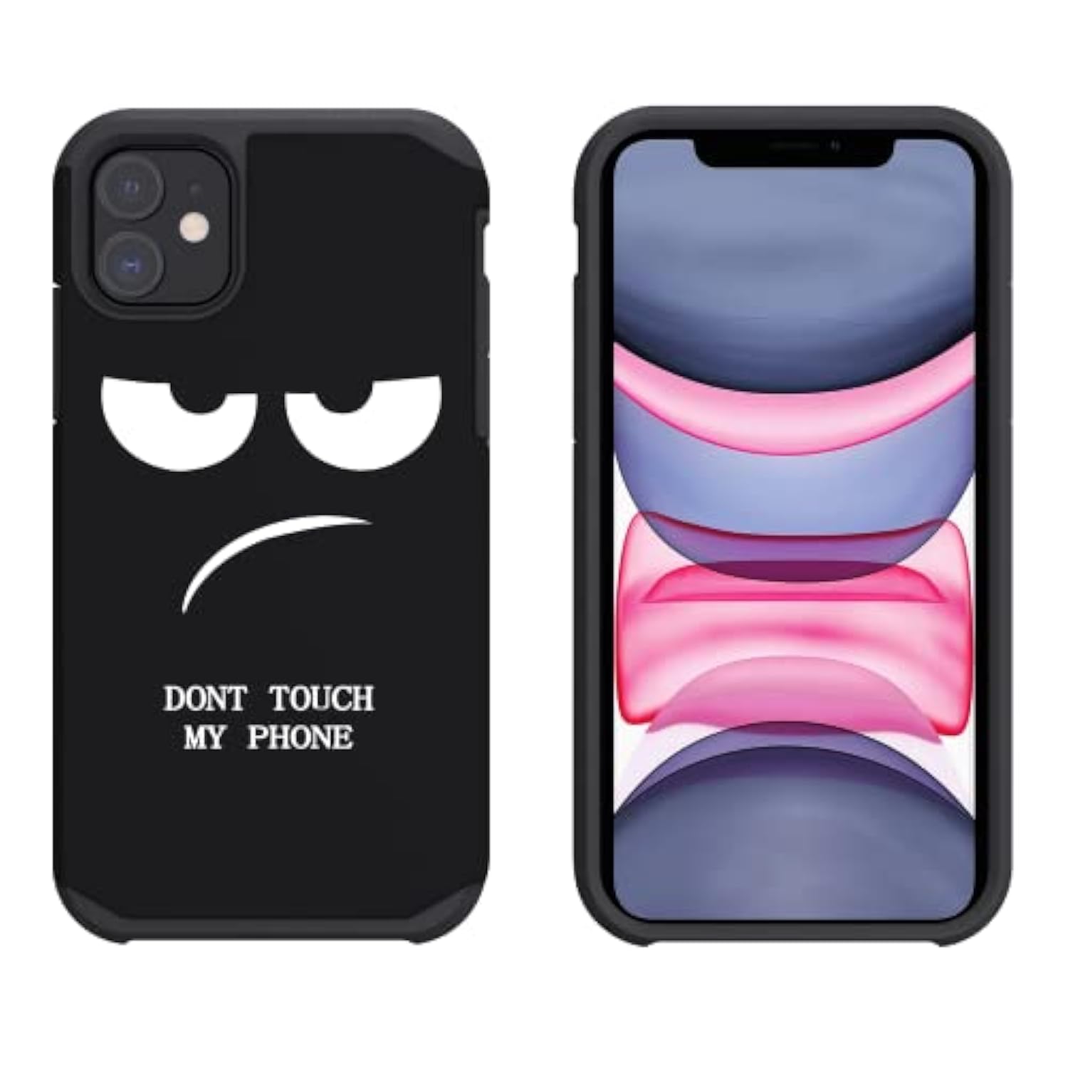For Iphone 11 Case, Cute [Don'T Touch My Phone] Shockproof Dual Layer Heavy Duty Protective Silicone Plastic Cover For Girls Women Boys Men Phone Case (Iphone 11 6.1-Inch)