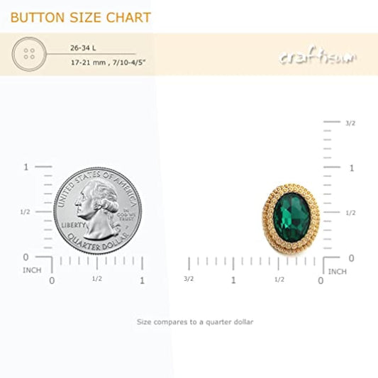 20 Pcs Green Oval Rhinestone Metal Shank Sewing Coat Buttons - 21Mm -