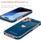 iPhone 16 Case with Screen Protector [2 Pack], Cute Love-Heart Gold Shockproof Case