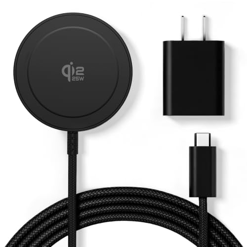 Magnetic Wireless Charger, 5FT Qi2 25W Fast Charging Pad Compatible with MagSafe for iPhone Air/17e/17/16/15/14/13/12/Pro/Pro Max Series & AirPods