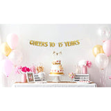 Cheers To 15 Years Gold Glitter Banner - 15Th Anniversary And Birthday Party Decorations