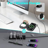 Wireless Charger For Iphone 16 15 14 13 Pro Max Plus - Foldable Charging Pad For Apple Watch Series/Airpods 3 2 Pro/Pro2(Black)