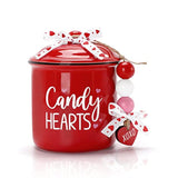 Candy Hearts Tiered Tray Decor Mini Ceramic Canister Valentine'S Day Red Decorative Jar Xoxo Slice February 14Th Love Candy Holder With Bowknot Home Kitchen Accessory Table Centerpiece Gift Set Of 1