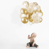 Dandy Decor 60 Pack Gold Balloons + Confetti Balloons W/Ribbon | Gold Latex | Golden | White And Gold 12 Inch Durable & Long Lasting Latex |