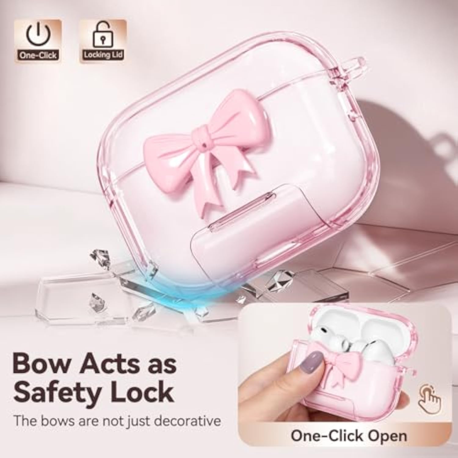 Clear Pink AirPods Pro 3 Case Cover 2025