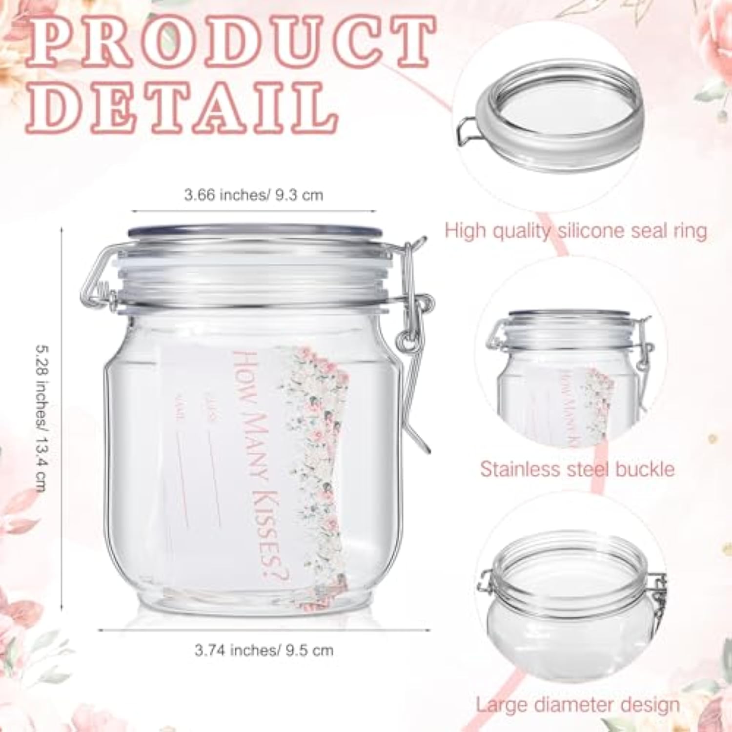 122 Pieces Guess How Many Kisses Bridal Shower Games Include 1 Bridal Shower Wooden Sign 100 Guessing Cards 20 Hb Pencils 1 Game Jar For Guests Wedding Party(Flowers)