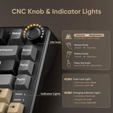 K75 Wireless Mechanical Keyboard, Cnc Knob, Tri-Mode Bt5.0/2.4Ghz/Usb-C Hot Swappable Custom, Pre-Lubed Linear Coconut Switches, Gasket Structure, Rgb Gaming Keyboard, Black-Gold