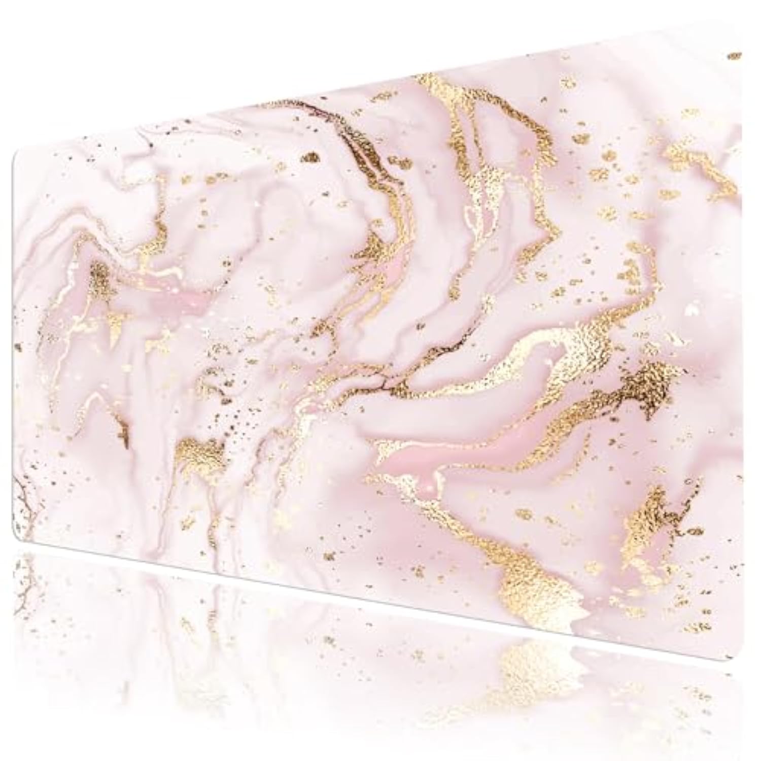 Large Desk Mouse Pad,Pink And Gold Marble Pattern Desk Mat For Desktop,Extended Gaming Mousepad,Rubber Base Xxl Non-Slip Computer Keyboard Pads For Gamer,Office School Home, 31.5 X 15.7 Inch