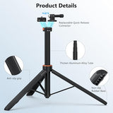 VRIG 64" OSMO Pocket 4/3 Selfie Stick Tripod for GoPro Camera,Extendable Tripod Stand with Quick Release 1/4" Screw for Insta360 X5/X4,DJI OSMO