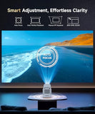 Auto Focus&1080P Mini Smart Projector With 4K Support, Portable Projector With Wifi And Bluetooth, 5W Speaker, Built In Apps, Voice Control, Outdoor Movie Projector