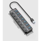 Usb Hub 3.0, 7 Port Usb Hub With Led Individual On/Off Switches And Extended L