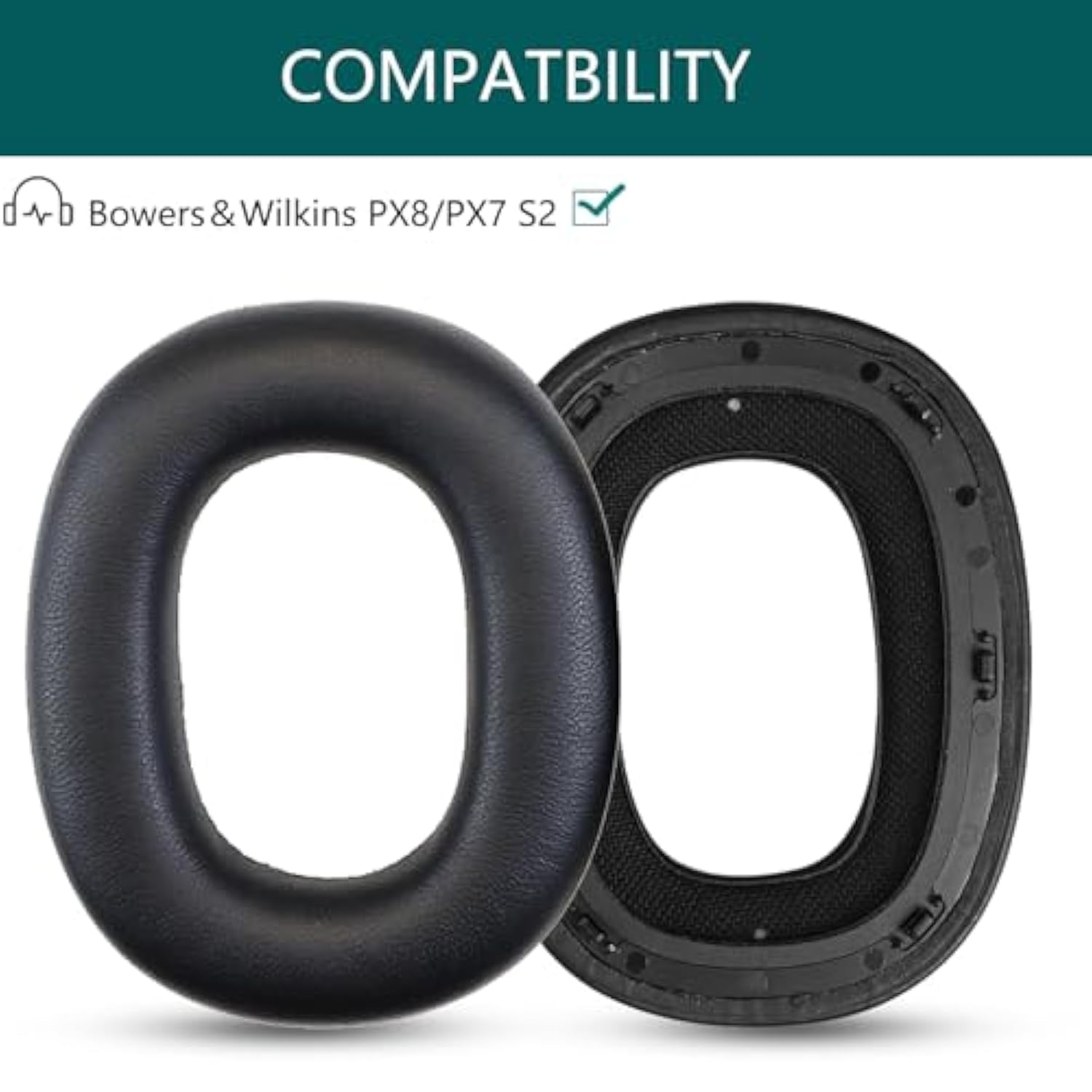Replacement Ear Pads, Compatible With Bowers & Wilkins Px8/Px7 S Headphones, New Soft Protein Leather Combined With High-Density Memory Foam Foam, 'S Replacement Ear Pads 1 Pair (Black)