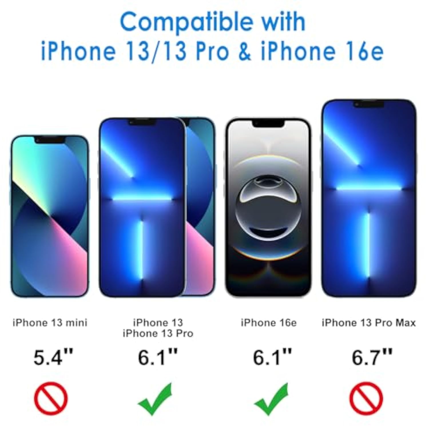 JETech Screen Protector for iPhone 16e 2025, iPhone 13/13 Pro 6.1-Inch, Tempered Glass Film, 3-Pack
