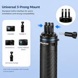 DJ-1 Mini Action Camera Tripod with Built-in 3-Prong Mount for DJI Pocket 3 & Action 6/5/4, 12" Extendable Selfie Stick, 1-Press Auto-Open Desktop
