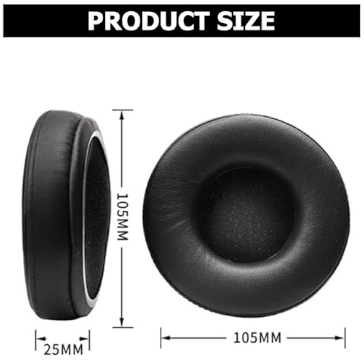 K72 Replacement Ear Pads Noise Canceling Ear Cushions Quite-Comfort Thickened Pu Leather Ear Cushion Cover Earmuff Repair Part For Akg K52 K72 K92 Over-Ear Headphones(Black)