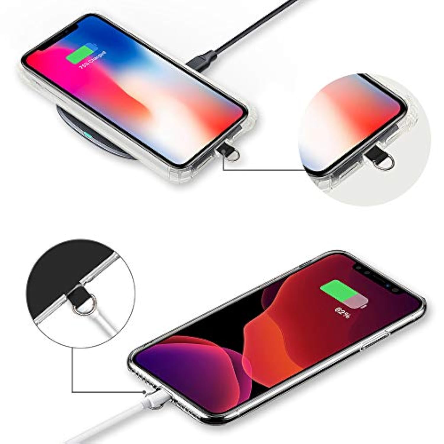 4-Pack Universal Phone Lanyard Tether Connector with Adhesive Black