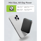 Mini 5000Mah 5V 2A Ultra-Compact Power Bank, 18W Pd Fast Charging Portable Charger With Usb-C (In/Out) & Lightning Input, 3-Port Battery Pack For Iphone 15/14, Samsung Galaxy, And More