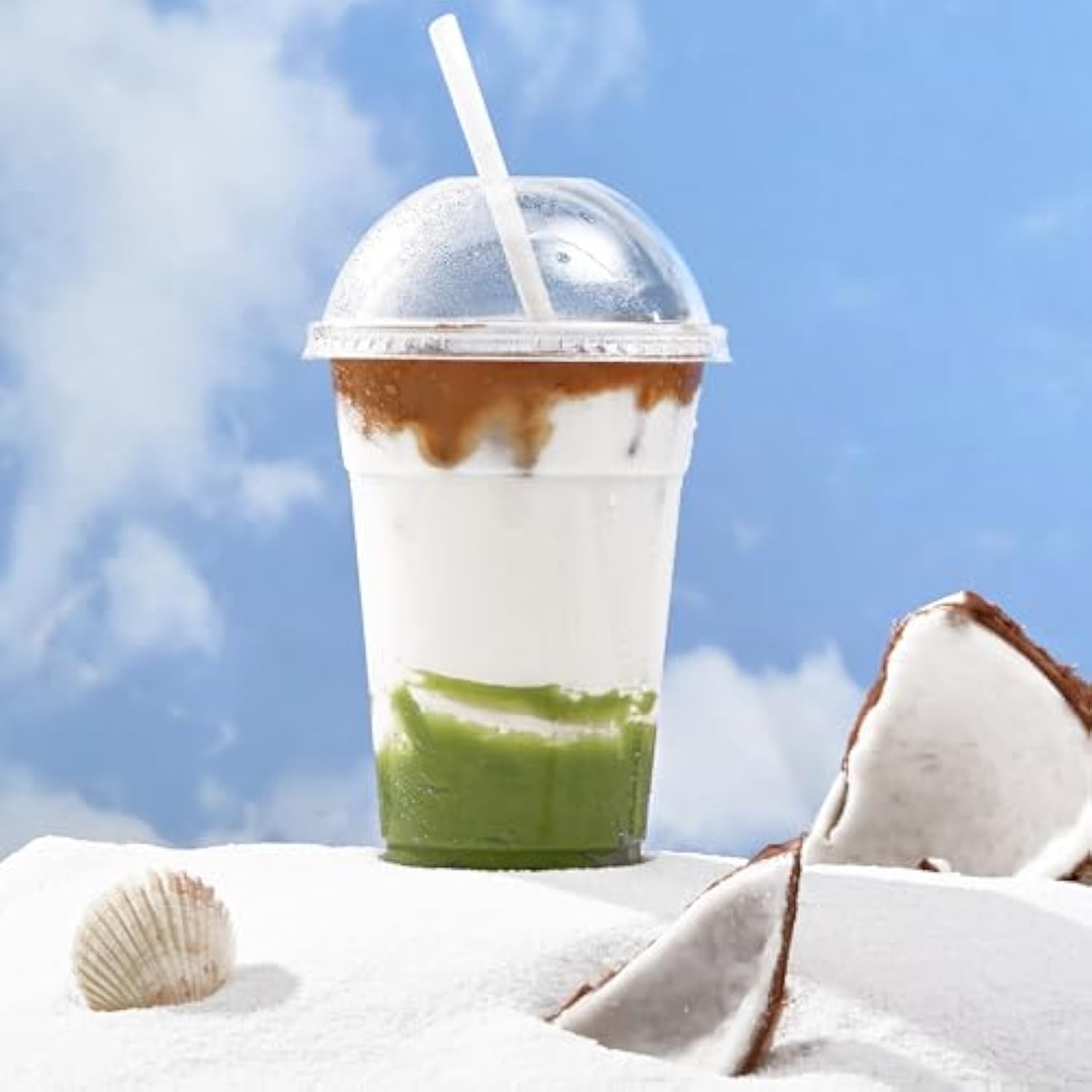 100 Pack 16 Oz Clear Plastic Cups With Dome Lids, Disposable Dessert Cups, Parfait Cups For Ice Cream, Iced Cold Coffee Drinks, Cupcake, Fruit For Party