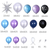 Galaxy Balloon Garland Kit: Chrome Blue, Purple, Silver - 144 Piece