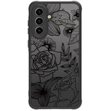 Cute Phone Case Compatible with Samsung Galaxy A36 5G, Aesthetic Black Line Art Floral Rose Pattern Print, Translucence Hard PC Heavy Duty Protection Cases Cover for Girls Women
