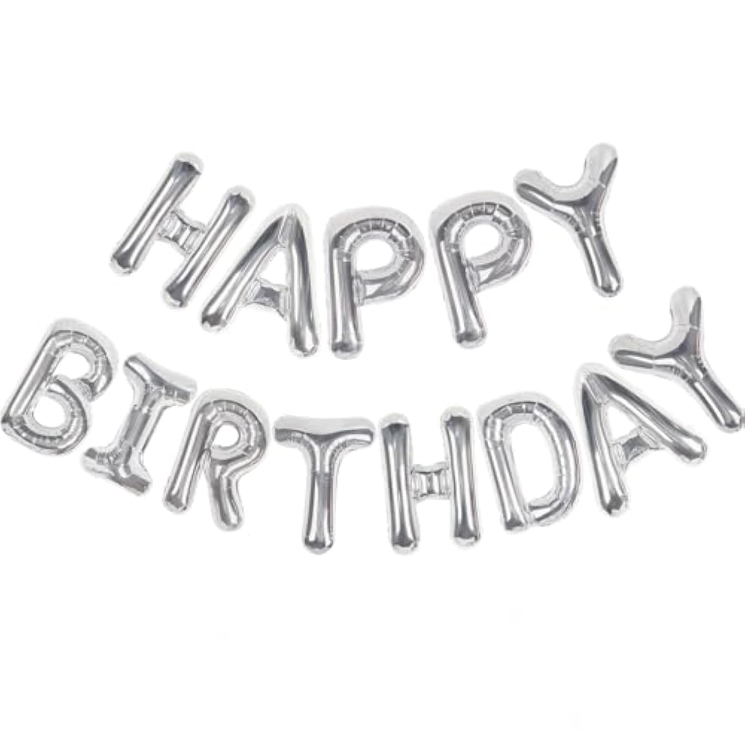 Happy Birthday Banner 13Pcs 16 Inch Mylar Foil Letters Sign Balloons Birthday Party Decorations For Kids And Adults - 3D Silver