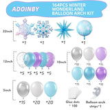 Frozen Balloon Arch Garland Kit, 164Pcs Winter Wonderland Balloon Arch Kit Blue Purple Clear Snowflake Balloons For Winter Wonderland Theme Baby Shower Snow Girl Princess Birthday Decorations