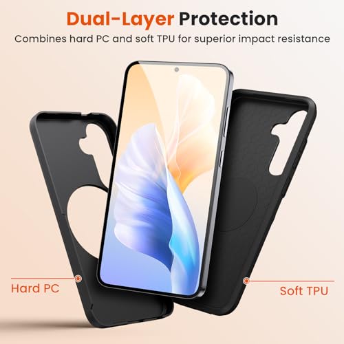 for  Galaxy S24 Plus Case/S25 Plus Case with 2 Screen Protectors, 360° Rotatable Stand & Magnetic Case for S25 Plus, Military-Grade Dual-Layer