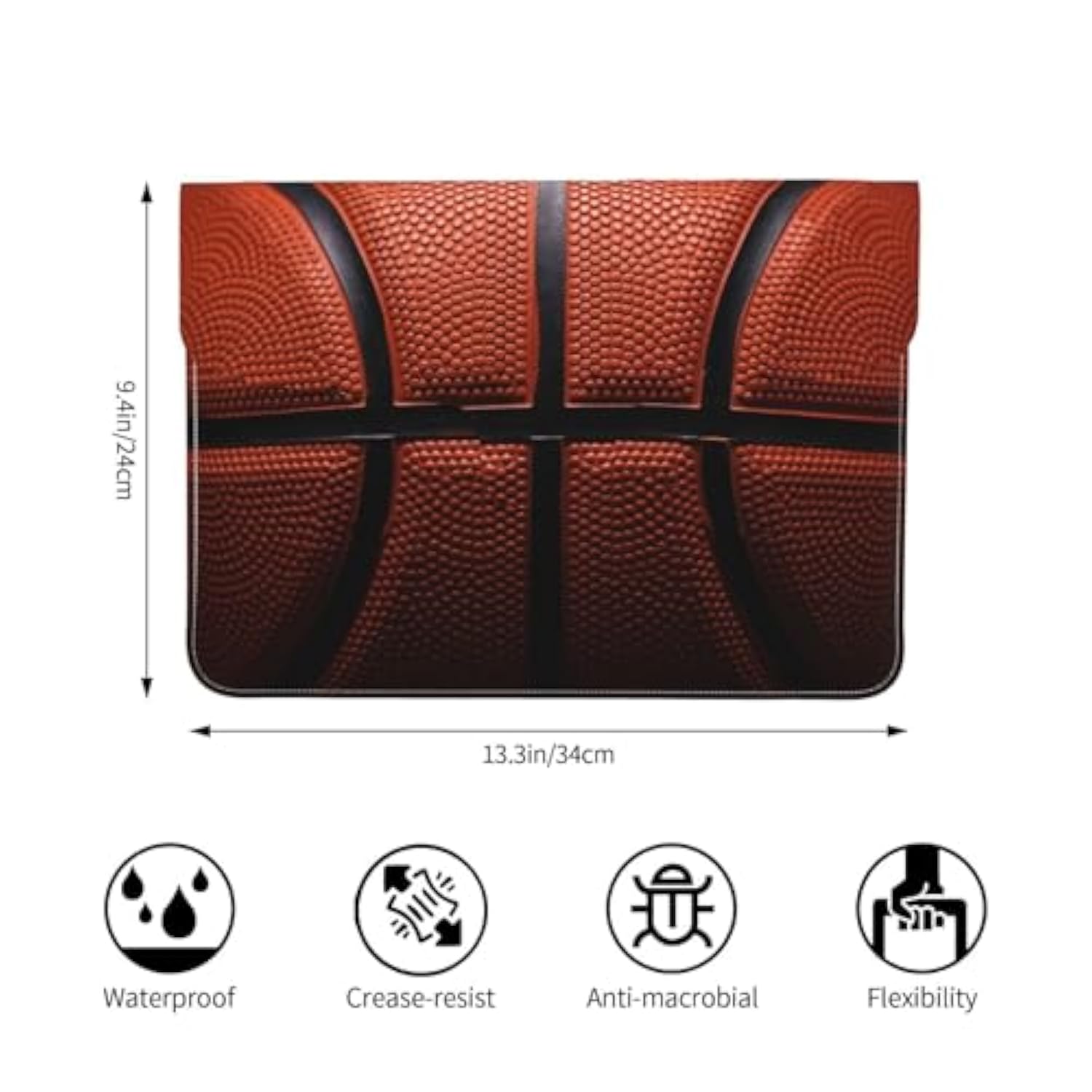 Basketball Pu Leather Laptop Sleeve 11.6 12.3 13 Inch Protective Sleeve Waterproof Case Computer Cover Notebook Bag