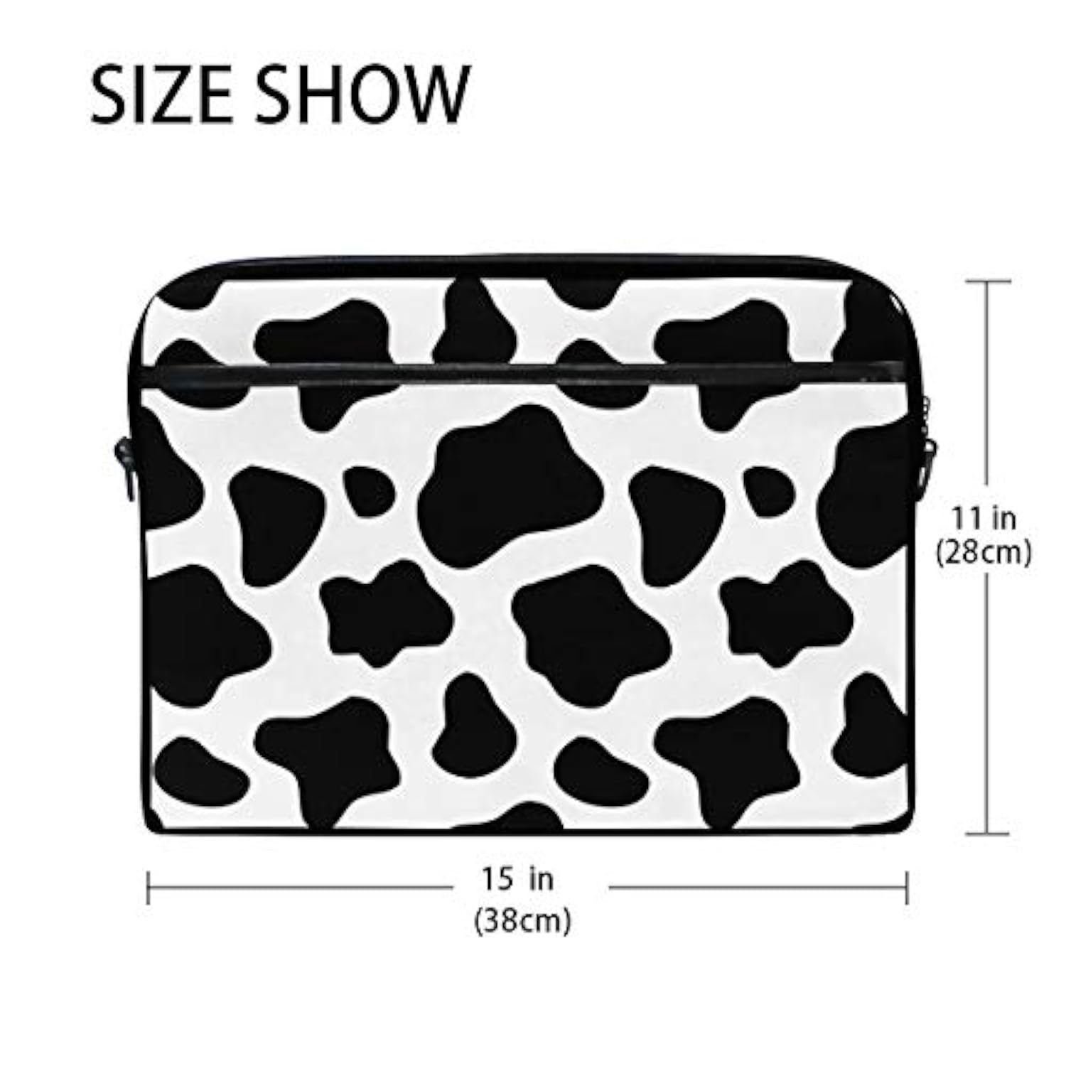 Alaza Black And White Cow Print Laptop Case Bag Sleeve Portable Crossbody Messenger Briefcase Convertible W/Strap Pocket For Macbook Air Pro Surface Dell Asus Hp Lenovo 14-15.4 Inch