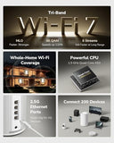 Tri-Band Wifi 7 Be11000 Whole Home Mesh System, 6-Stream 10 Gbps, 4 × 2.5G Ports, Mu-Mimo, Multi-Vpn, App, Smart Internal Antennas, M11000 1-Pack
