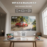 Mini Projector with Wifi and Bluetooth, 260 Ansi Portable Projector Native 1080P Moive Projector , Auto Keystone, 5W Speaker, 4K Support Home Thearter