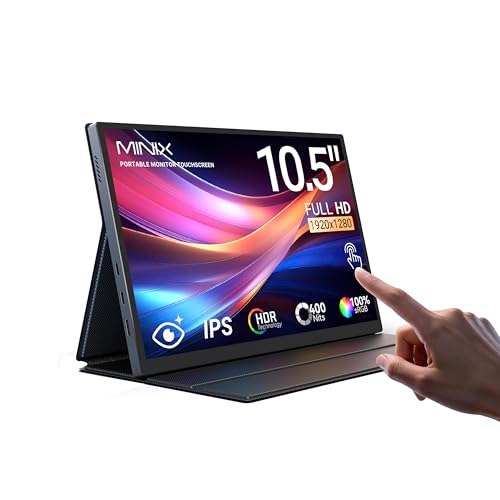 Sf10T Portable Monitor 10.5 Inch Touchscreen Laptop Monitor Ips 178° Wide-Viewing/Built-In Dual Speakers Low Blue-Light/Hdr Eye Care External Screen W/Smart Cover For Mac Pc Xbox Ps4/5 Switch