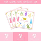 96Pcs Princess Birthday Party Paper Plates And Napkins For Girls Princess Party Disposable Tableware Dinnerware Set Fairytale Dinner Dessert Plates Party Supplies For 24 Guests