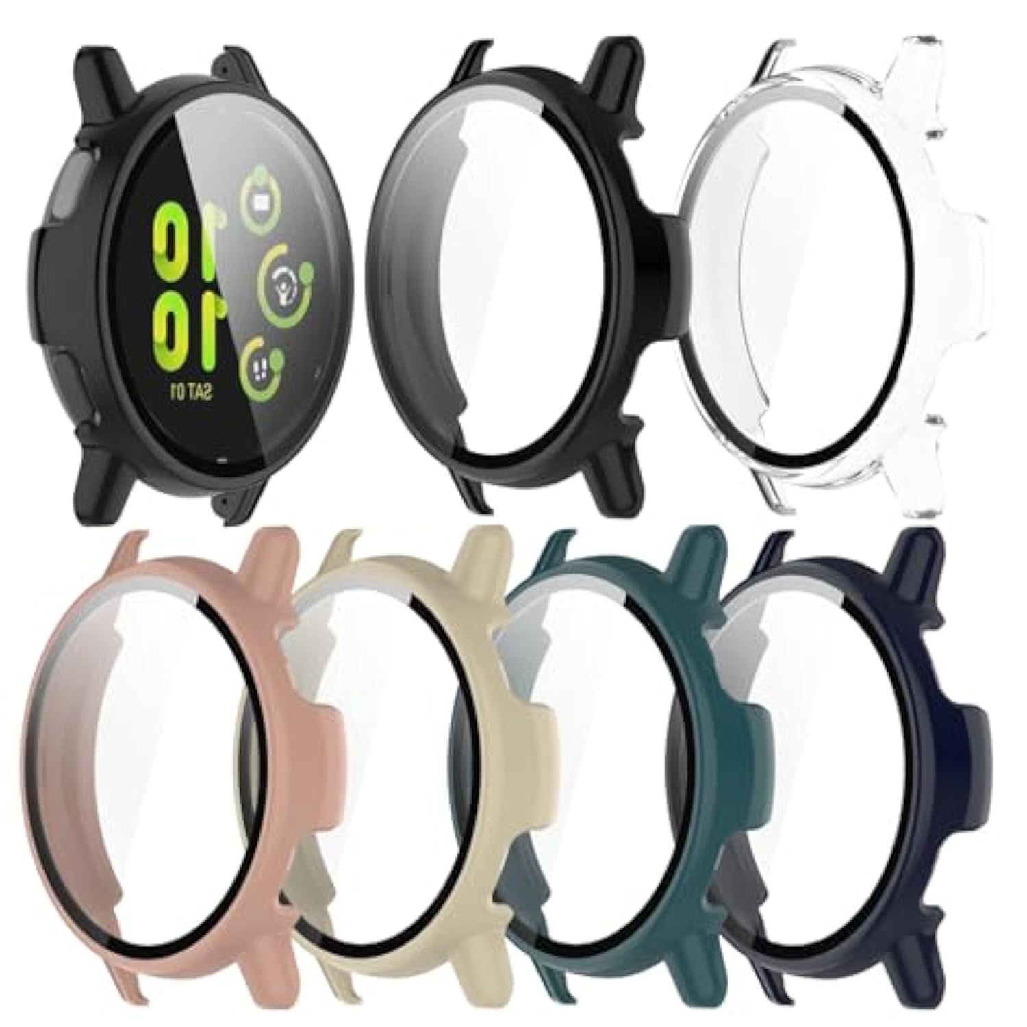 Compatible With Garmin Vivoactive 5 Watch Case Cover, Replacement Pc Protective Case Full Cover Built-In Hd Tempered Glass Screen Protector For Garmin Vivoactive 5 Smart Watch (6-Pack)