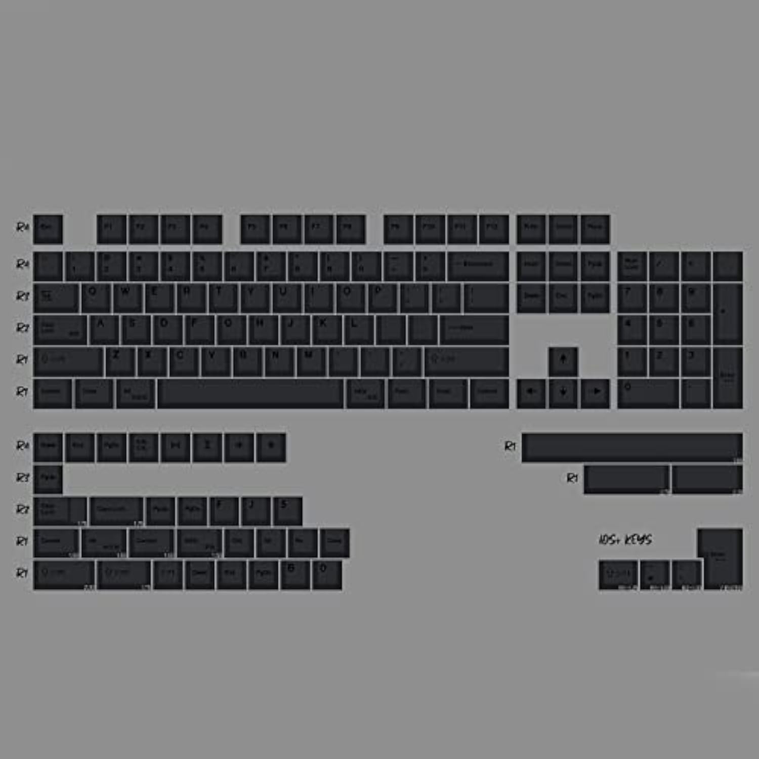 Pbt Gray Keycaps Set 144 Keys Cherry Profile Dye-Sub Custom Iso Ansi Keycaps F