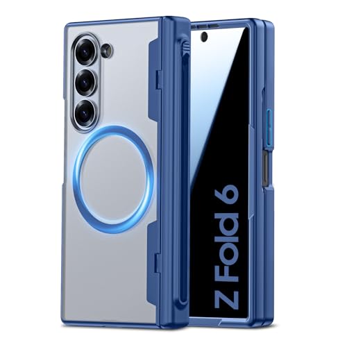 for  Galaxy Z Fold 6 Case with MagSafe, [Screen Protection] [Hinge Protection] Translucent Strong Magnetic Shockproof Case for Galaxy Z Fold 6