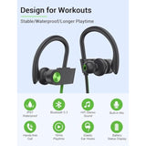 Bluetooth Headphones, 5.3 Wireless Sports Earbuds Ipx7 Waterproof With Mic, Stereo Sweatproof Inear Earphones, Noise Cancelling Headsets For Gym Running Workout, 16 Hours Playtime Greenblack